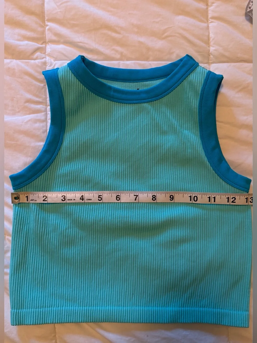 FP XS/S Make It Happen Ribbed Brami Aqua Sky Combo EUC